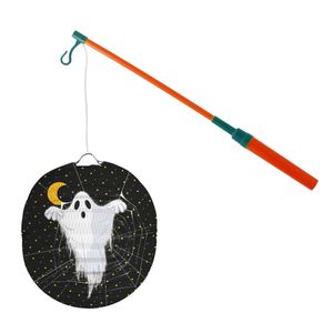 Lampionstokje 40 cm - met spook lampion - zwart - D25 cm