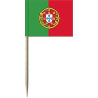 50x Vlaggetjes prikkers Portugal 8 cm hout/papier   -
