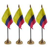 4x stuks colombia tafelvlaggetje 10 x 15 cm met standaard