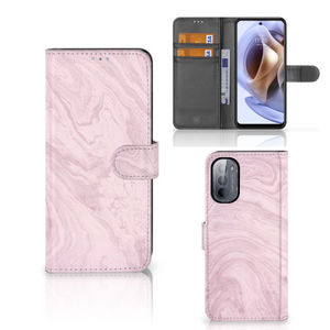 Motorola Moto G31 | G41 Bookcase Marble Pink - Origineel Cadeau Vriendin