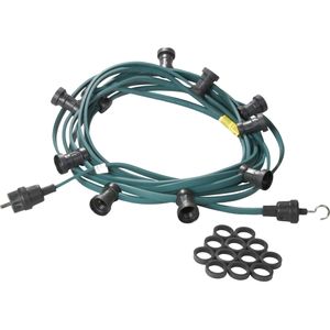 Prikkabel 10 meter 10 fittingen E27 groen lichtsnoer met stekker en ophanghaak