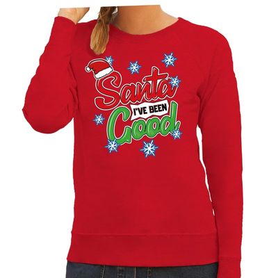 Foute kersttrui / sweater Santa I have been good rood dames Foute kersttrui / sweater Santa I have been good rood dames
