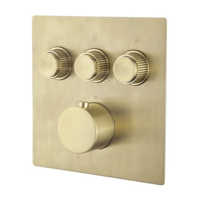 Afbouwdeel Inbouwthermostaat BWS Caral Klik Pro 3-weg Geborsteld Messing