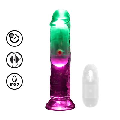 RealRock by Shots LED Vibrerende Rechte Penis - 6 / 15 cm - Transparant