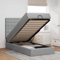 Bed met matras 90x200 cm stof lichtgrijs