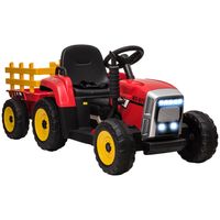 HOMCOM Elektrische kinderauto, kindertractor, inclusief ouderlijke afstandsbediening, maximale snelheid van 6 km/u; Rood + Zwart