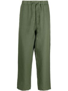 120% Lino pantalon en lin à taille à lien de resserrage - Vert