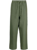 120% Lino pantalon en lin à taille à lien de resserrage - Vert - thumbnail