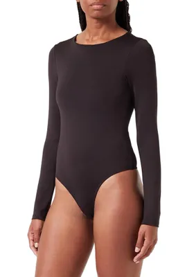 Body lange mouw - PCNEJA - Bodysuit naadloos - Ronde hals - Zwart - Huidskleur - Witte body