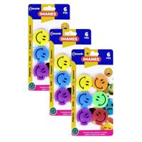 Magneten rond - smile design - multi kleuren - 18x stuks - D4 cm - hobby/koelkast magneetjes