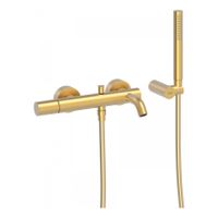 Badkraan Tres Study | Opbouw | Mengkraan | 2-weg | hoh 15 cm | 1-knop | Rond | 24k Goud mat