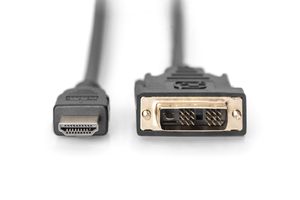 Digitus DB-330300-020-S HDMI-kabel HDMI / DVI Adapterkabel HDMI-A-stekker, DVI-D 18+1-polige stekker 2.00 m Zwart Rond, Vergulde steekcontacten, Afgeschermd