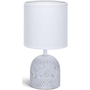 LED Tafellamp - Tafelverlichting - Aigi Cruni - E14 Fitting - Rond - Mat Wit - Keramiek