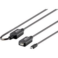Renkforce USB-kabel USB 2.0 USB-C stekker, USB-A bus 10.00 m Zwart Actief met signaalversterking, Vergulde steekcontacten RF-5067256