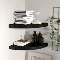 Hoekschappen zwevend 2 st 35x35x3,8 cm MDF zwart Hoekschappen zwevend 2 st 35x35x3,8 cm MDF zwart