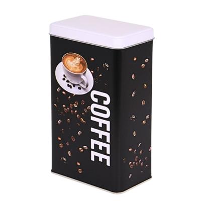 Koffieblik/bewaarblik - zwart - coffee print - 16 cm - rechthoekig Koffieblik/bewaarblik - zwart - coffee print - 16 cm - rechthoekig