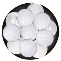 12x Witte kerstballen 8 cm kunststof mat/glans/glitter