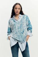 Trui met V-hals met abstracte print - BLUE - L