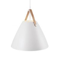 Hanglamp 'Strap 48' wit groot E27 fitting metaal leer 480mm DFTP