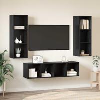 TV-kast set 3 pcs Zwart eiken 37 x 37 x 142.5 cm Bewerkt hout