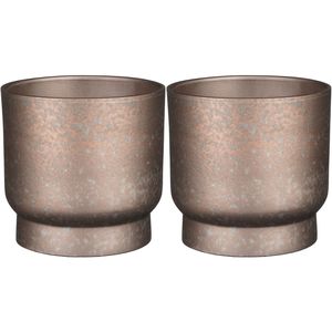 2x stuks plantenpot/bloempot koper met flakes patroon - D22/H20 cm