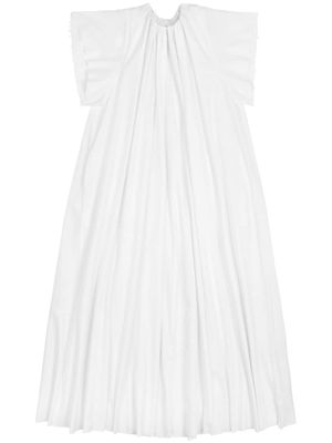 MM6 Maison Margiela robe longue en popeline à fronces - Blanc