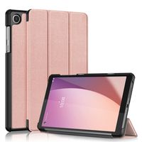 Lunso - Lenovo Tab M8 Gen 4 (8 inch) - Tri-Fold Bookcase hoes - Rose Goud