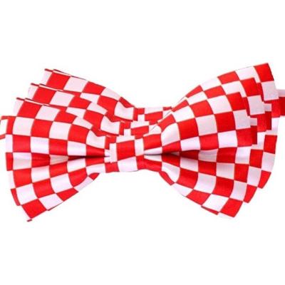 Brabant Carnaval Vlinderstrikje - 3x - rood wit geblokt - 12 cm