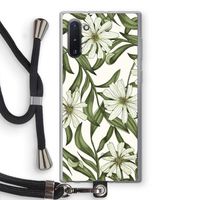 Wit bloemenpatroon: Samsung Galaxy Note 10 Transparant Hoesje met koord
