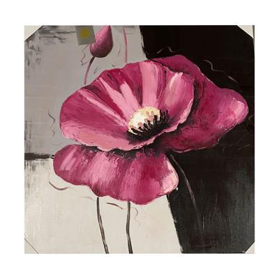 Canvas Schilderij Klaproos Roze zwart