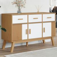 Dressoir OLDEN 114x43x73,5 cm massief grenenhout wit en bruin