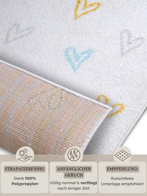 Hanse Home - Adventures children&apos;s carpet Hearts Cream Multicolor - 160x235 cm