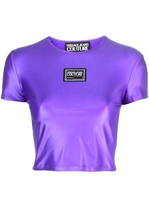 Versace Jeans Couture t-shirt crop à patch logo - Violet