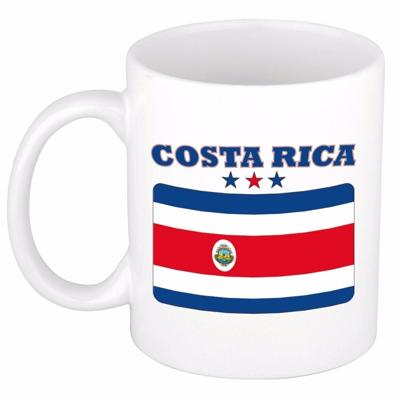 Koffie mok - Costa Rica - vlag print - 300 ml - wit - keramiek - Supporters - Landen - Beker