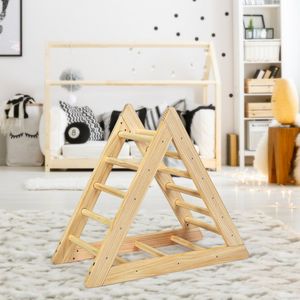 Houten Klimdriehoek Klimrek voor Kinderen Vanaf 3 Jaar om Motorische Vaardigheden te Ontwikkelen Gemaakt van Natuurlijk Grenen 93 x 46 x 81cm