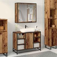 Badkamermeubelset 2 pcs Oud hout 80 x 33 x 60 cm Bewerkt hout