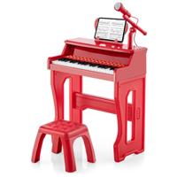 37-Toetsen Kinder Keyboard Elektronisch Kinderpiano met Kruk Microfoon & Bladmuziekstandaard voor Kinderen vanaf 3 Jaar Rood
