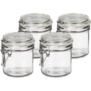 Weckpot/inmaakpot - 4x - Tarro - 250 ml - glas - met beugelsluiting - D11 x H10 cm