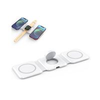 iBello draadloze oplader multifunctionele oplaadstandaard voor iPhone, iWatch en AirPods 3-in-1 wit - thumbnail