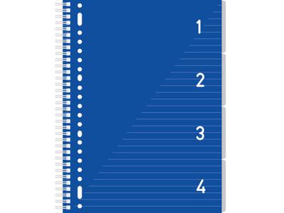 4 in 1 Schrijfblok A4, gelinieerd blauw