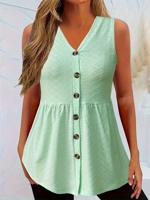 V Neck Casual Plain Tank Top - thumbnail