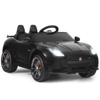 12V Jaguar F-Type SVR Kinderauto op Batterij Aangedreven Auto met Afstandsbediening Schokabsorberende Wielen Zwart - thumbnail