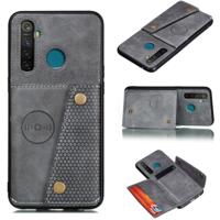 Voor OPPO Realme 5 Pro schokbestendige magnetische PU + TPU beschermhoes met kaartsleuven (grijs)