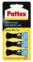 Secondelijm Pattex Classic mini trio tube 3x1gram op blister