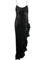 Alessandra Rich robe mi-longue asymétrique à volants - Noir