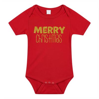 Kerst baby rompertje - rood - glitter goud - Merry Christmas - Kerst cadeau