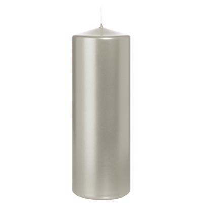 Cilinderkaars/stompkaars - metallic zilver - 20 x 7 cm - 103 branduren
