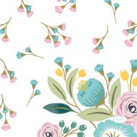 Duni servetten blooms 3-laags 24 x 24 cm roze/blauw 20 stuks