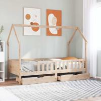 Kinderbedframe met lades 80x200 cm massief grenenhout