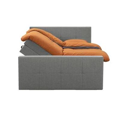 Boxspring met opbergruimte en voetbord Liv geblokt - lichtgrijs - 140x200cm - Leen Bakker
